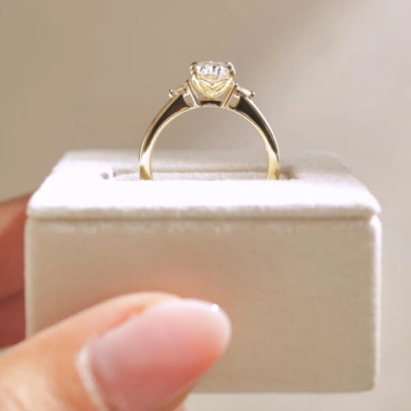 Odette - Round and Marquise Accent Stones Wedding Ring - Image 8