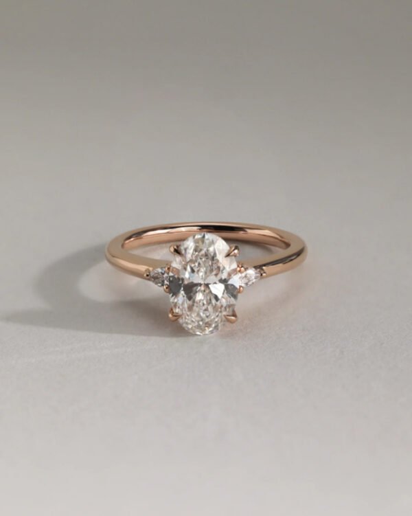 Odette - Round and Marquise Accent Stones Wedding Ring - Image 6